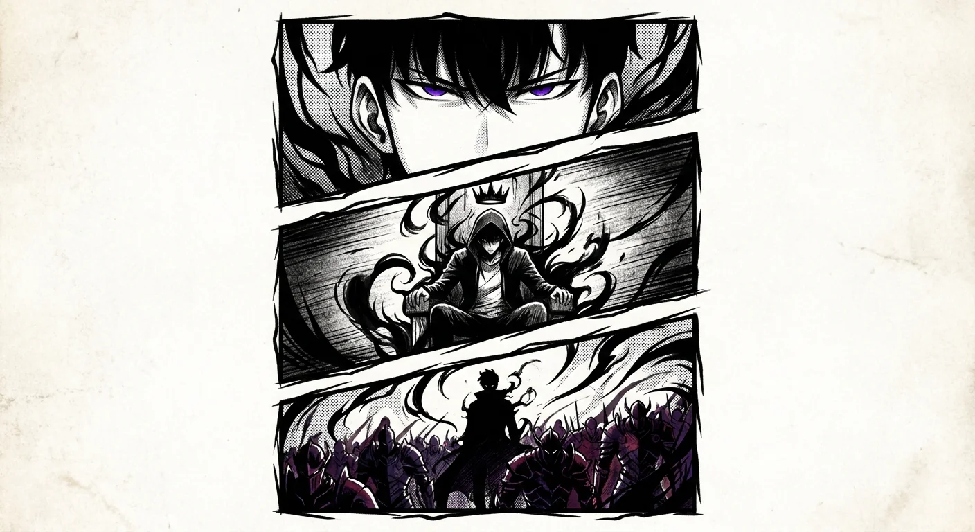 Sung Jinwoo (Solo Leveling) anime dövme tasarımı — kare kare manga panel