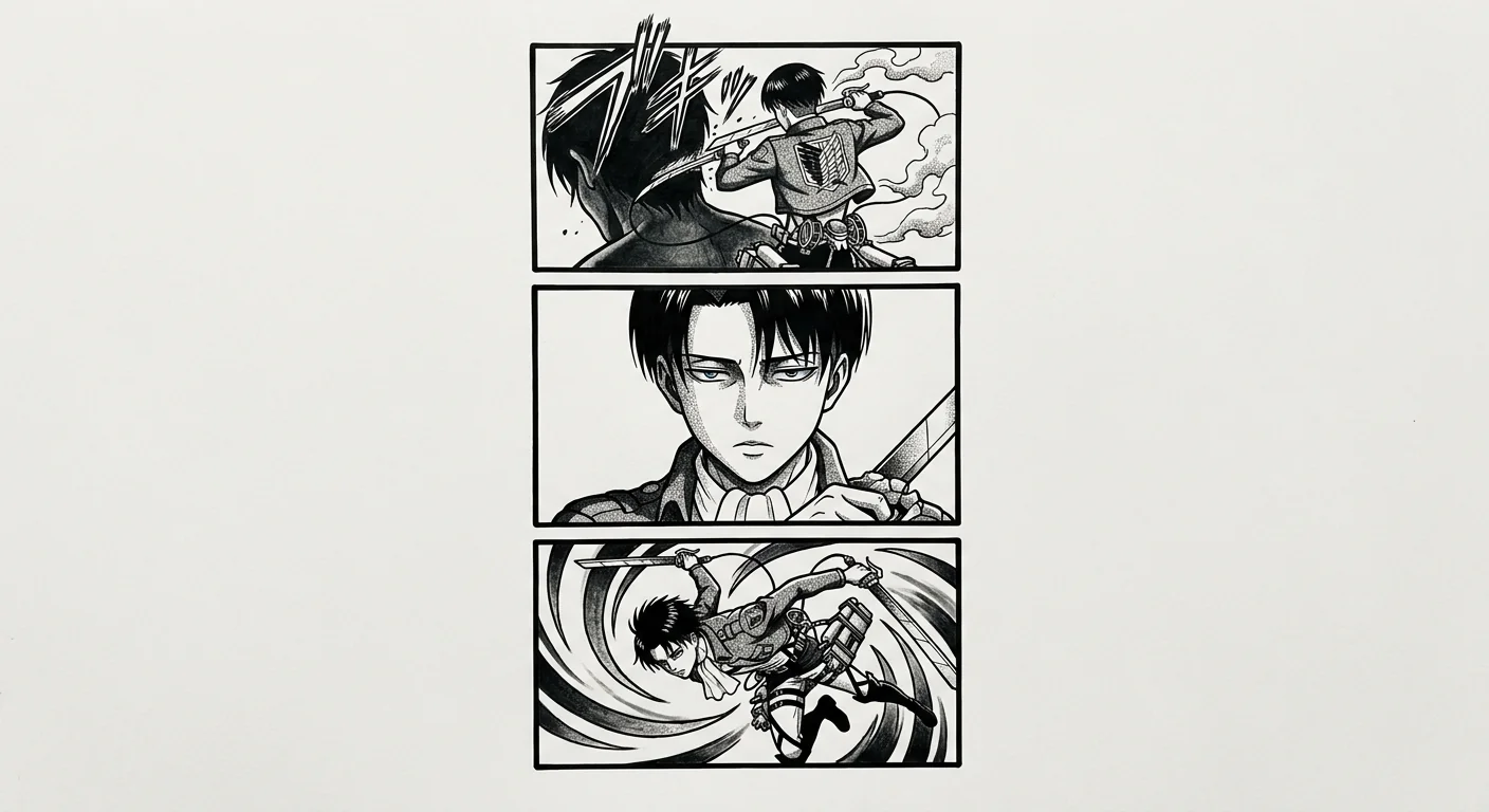 Levi Ackerman (Attack on Titan) anime dövme tasarımı — kare kare manga panel