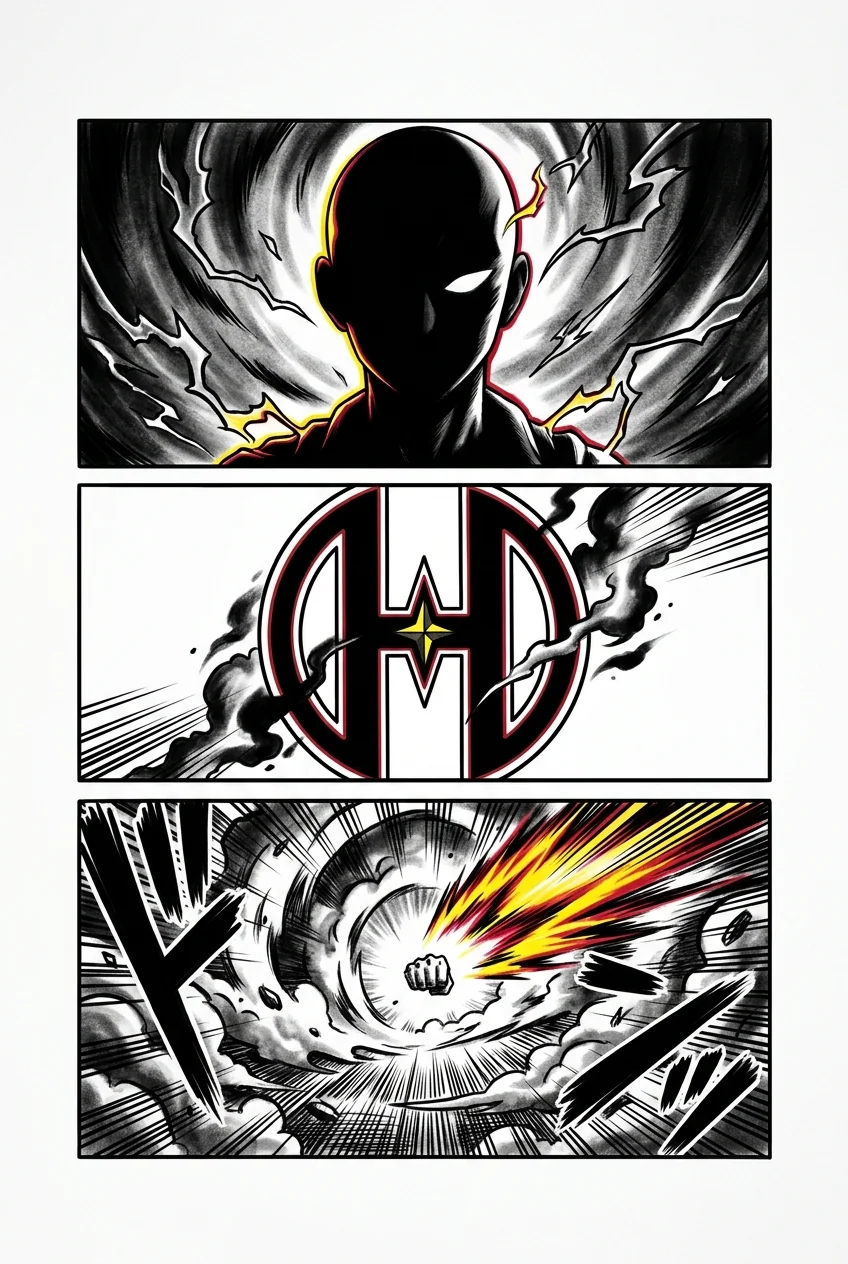 Saitama (One Punch Man) anime dövme tasarımı — kare kare manga panel